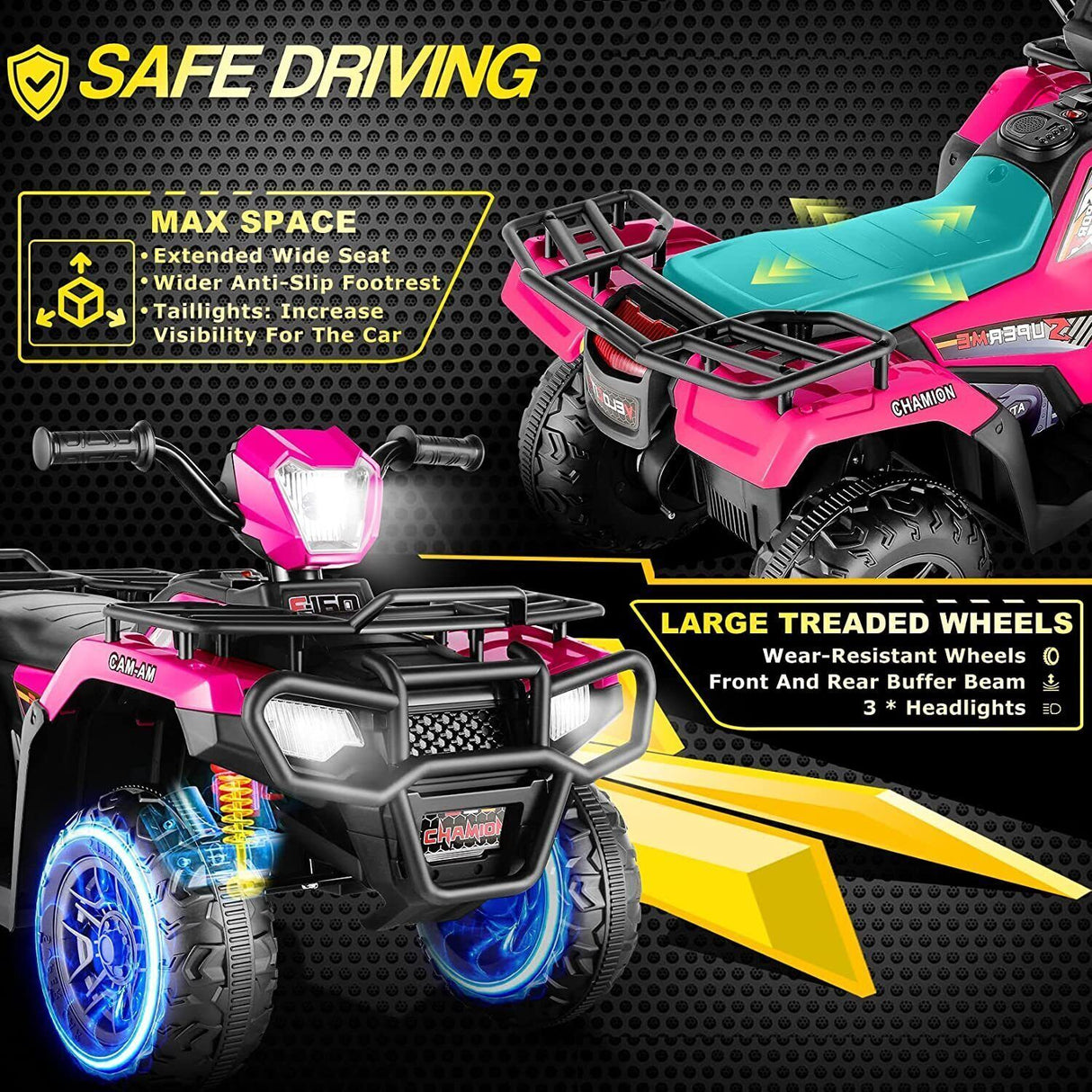 Electric 4-Wheeler ATV Quad for Kids with LED Lights, USB and AUX Port