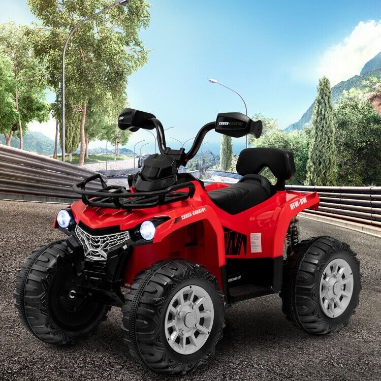 Electric 4-Wheeler Quad Car for Kids with MP3 and Headlights - Red