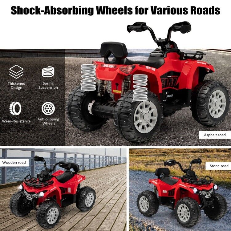 Electric 4-Wheeler Quad Car for Kids with MP3 and Headlights - Red