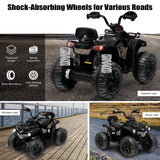 Electric 4-Wheeler Quad for Kids with 2 Speeds, Mp3 Player, and Headlights - Black