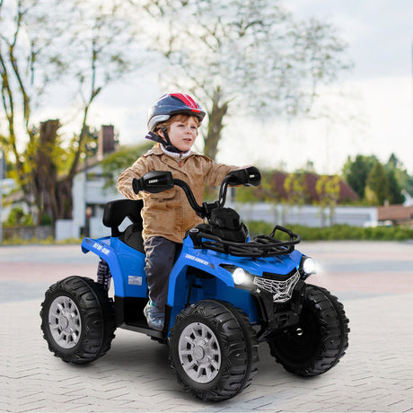 Electric 4-Wheeler Quad for Kids with 2 Speeds, Mp3 Player, and Headlights - Blue