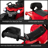 Electric 4-Wheeler Quad for Kids with 2 Speeds, MP3 Player, and Headlights - Red