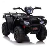 Electric 4-Wheeler Quad for Kids with MP3 & Headlights - 2 Speeds, 12V, Black