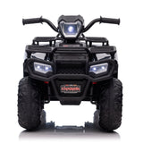 Electric 4-Wheeler Quad for Kids with MP3 & Headlights - 2 Speeds, 12V, Black