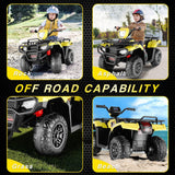 Electric 4-Wheeler Quad for Kids with MP3 & Headlights - 2 Speeds, 12V, Yellow