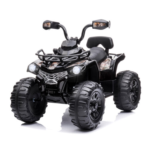 Electric 4-Wheeler Quad for Kids with MP3 and Headlights - 2 Speeds, 12V, Black