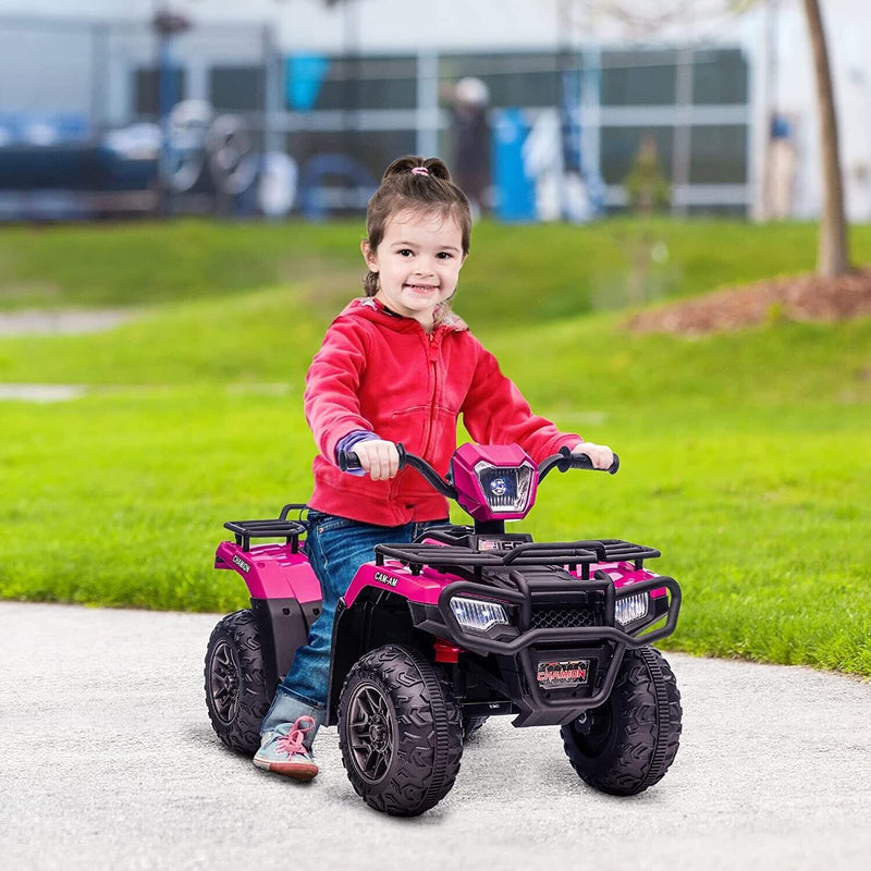 Electric 4-Wheeler Quad for Kids with MP3 and Headlights - 2 Speeds, Pink