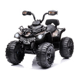 Electric 4-Wheeler Quad for Kids with Music and LED Lights - 12V Black ATV Ride-On