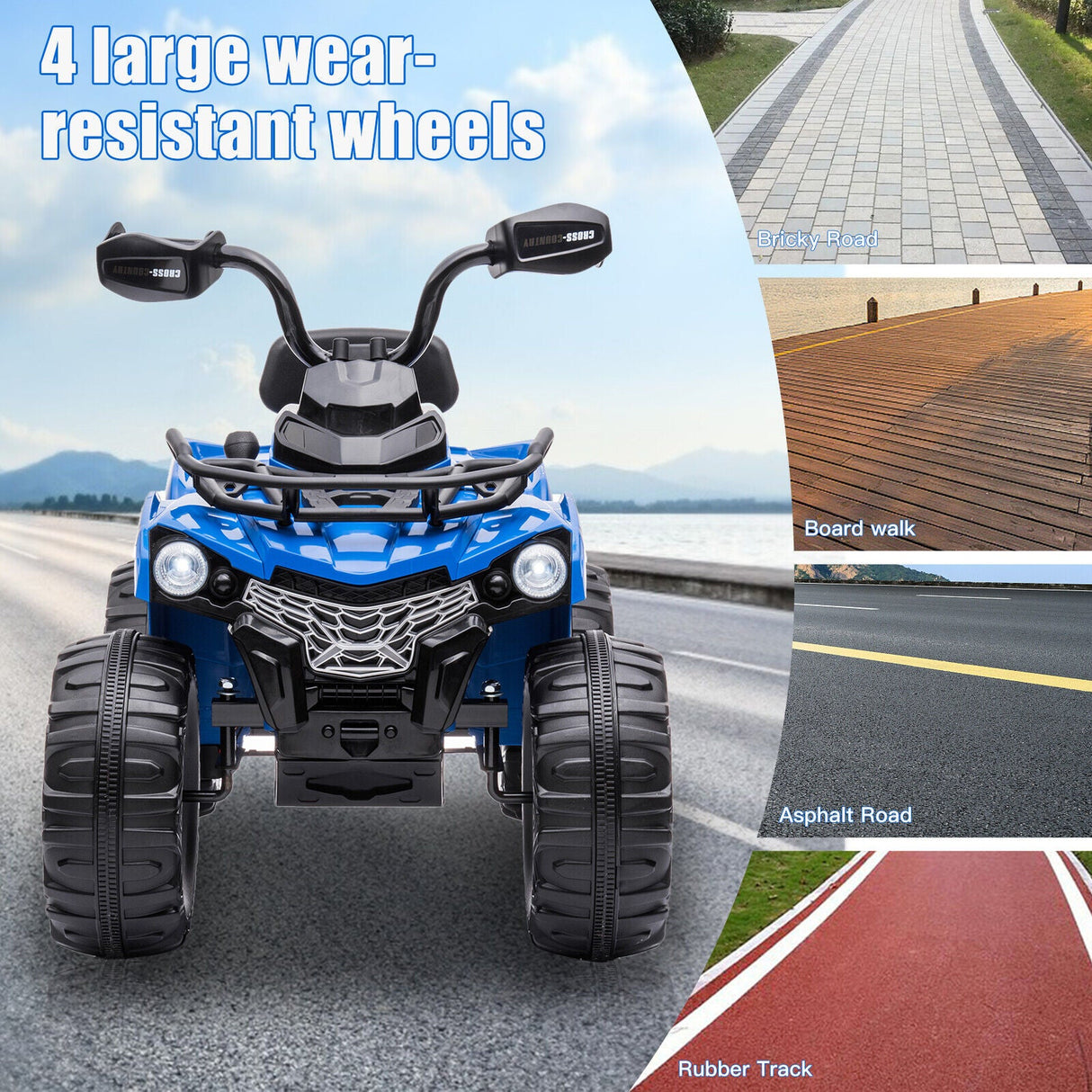 Electric 4-Wheeler Quad Truck Car for Kids - 12V Battery Powered Ride-On ATV