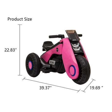 Electric 6V Pink Motorcycle Toy with 3 Big Wheels for Kids