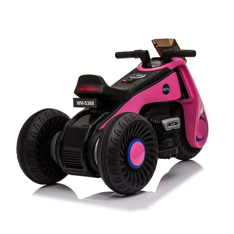 Electric 6V Pink Motorcycle Toy with 3 Big Wheels for Kids