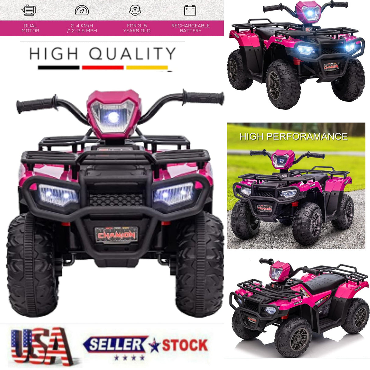 Electric ATV 4-Wheeler for Kids with USB and AUX Port - 12V Battery Powered Ride-On Car