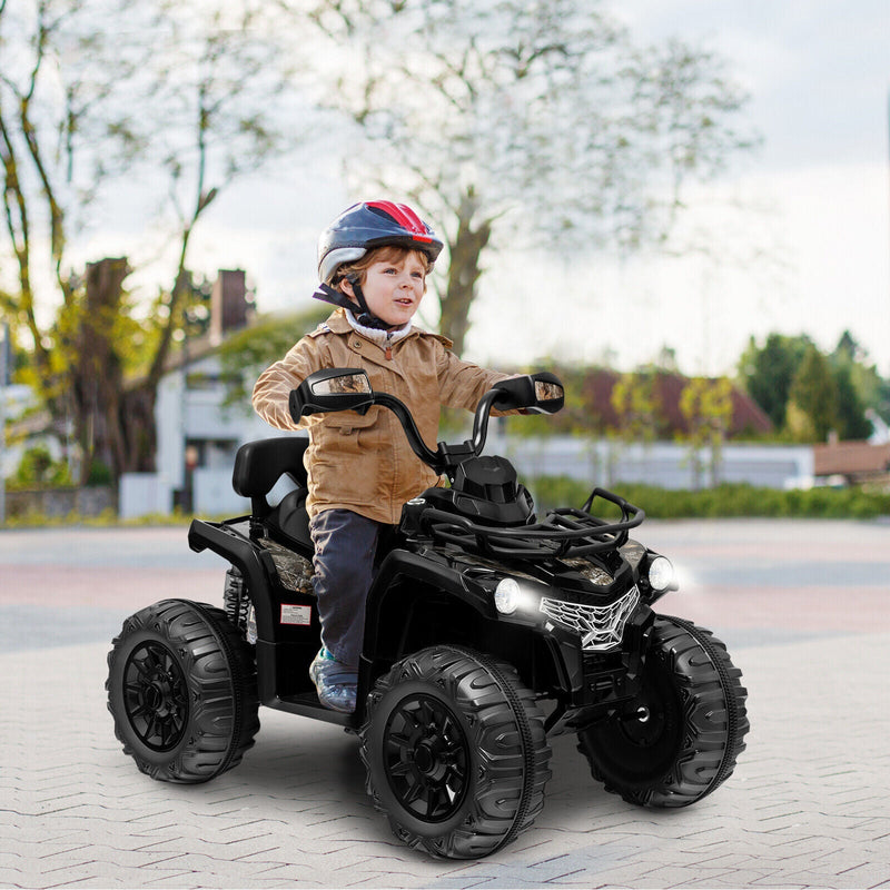 Electric Kids Ride On ATV 4-Wheeler Quad Car Toy with Music and Headlights - 2 Speed Options