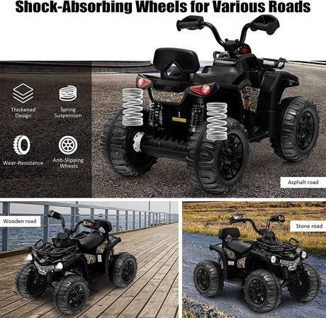 Electric Ride On ATV 4-Wheeler Quad Car Toy for Kids 3-8 Years Old with MP3 and 2-Speed Options