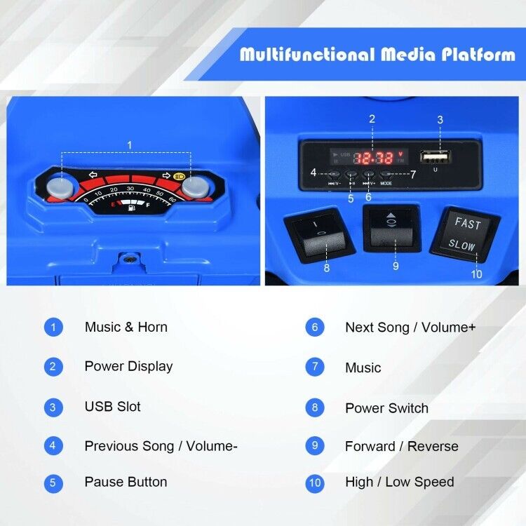 Electric ATV for Kids with LED Lights and Durable Treaded Tires - 12V