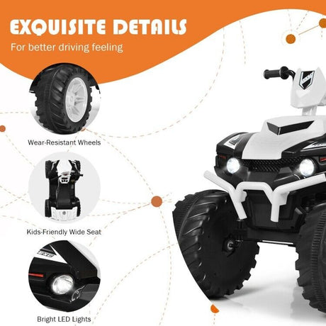 Electric ATV for Kids with LED Lights and Treaded Tires - 12V Ride-On Adventure