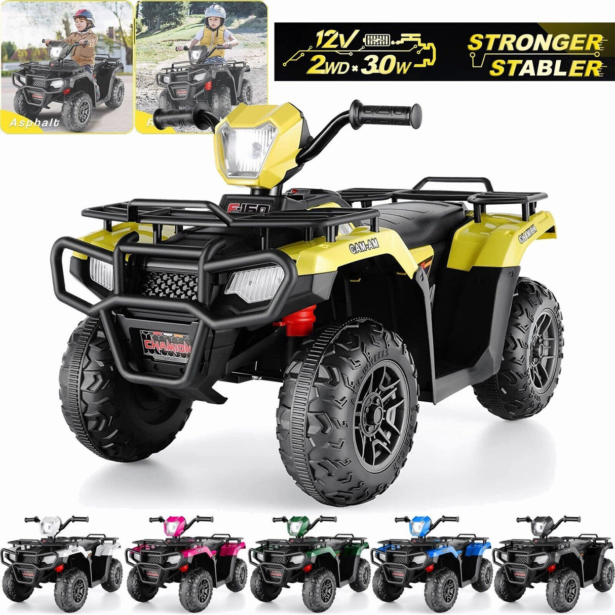 Electric ATV Quad Car Toy for Kids with LED Lights, USB and MP3 Player - Suitable for Girls and Boys Aged 3-8 Years