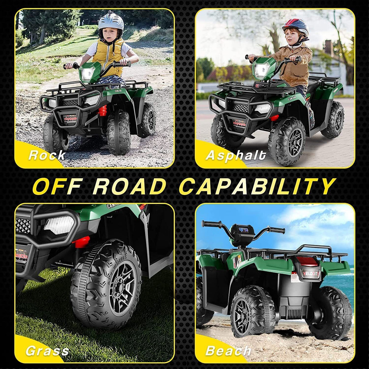 Electric ATV Quad Car Toy for Kids with LED Lights, USB and MP3 Player - Suitable for Girls and Boys Aged 3-8 Years