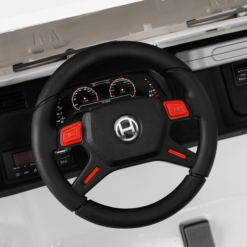 Electric Battery Kids Ride-On Car Truck with LED Lights, MP3 Player, and Remote Control - White