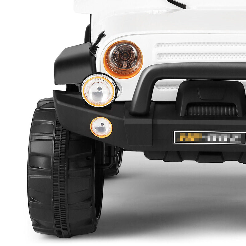 Electric Battery Kids Ride-On Car Truck with LED Lights, MP3 Player, and Remote Control - White