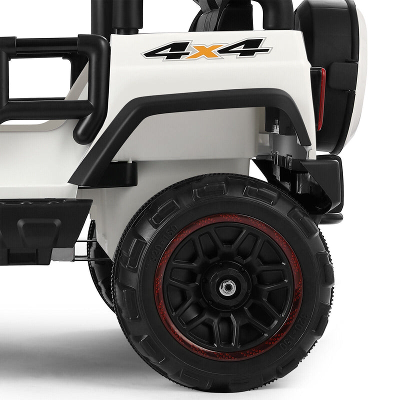 Electric Battery Kids Ride-On Car Truck with LED Lights, MP3 Player, and Remote Control - White