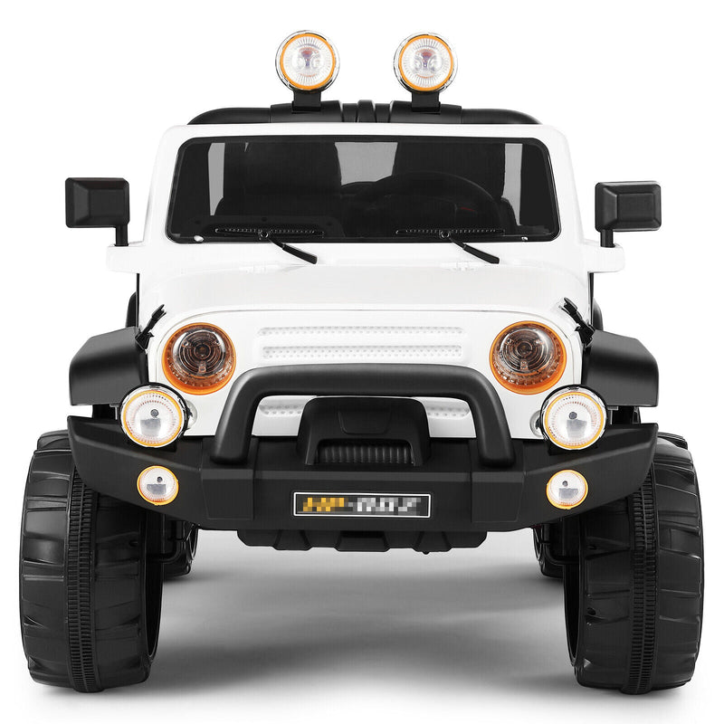 Electric Battery Kids Ride-On Car Truck with LED Lights, MP3 Player, and Remote Control - White