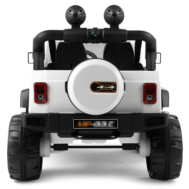Electric Battery Kids Ride-On Car Truck with LED Lights, MP3 Player, and Remote Control - White