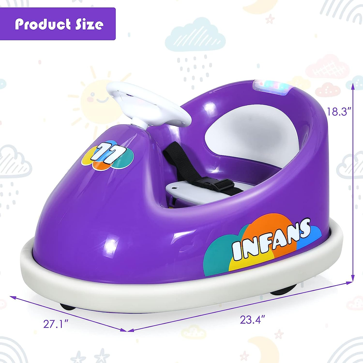 Electric Bumper Car for Kids with 2 Driving Modes and 360 Degree Rotation