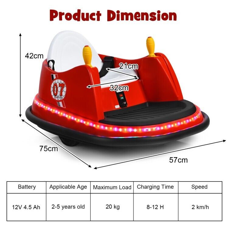 Electric Bumper Car for Kids with Flashing Lights - Perfect Toddler Gift for Playtime