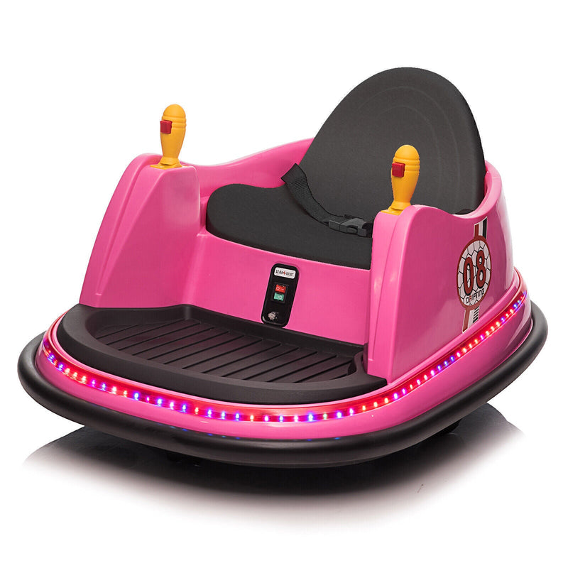 Electric Bumper Car for Kids with Lights, Music, and Parental Control - Pink/Blue