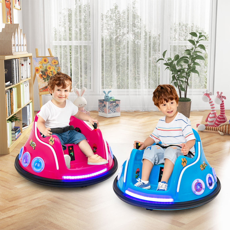 Electric Bumper Car for Kids with Remote Control, LED Lights, and Music