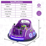 Electric Bumper Car for Kids with Remote Control, LED Lights, and Music