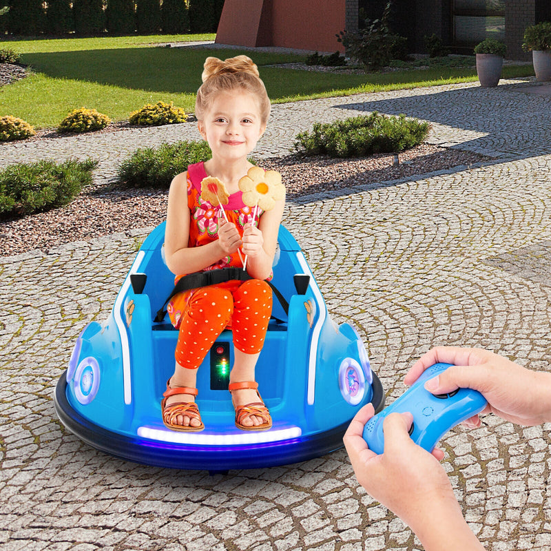 Electric Bumper Car for Kids with Remote Control, LED Lights, and Music - Navy