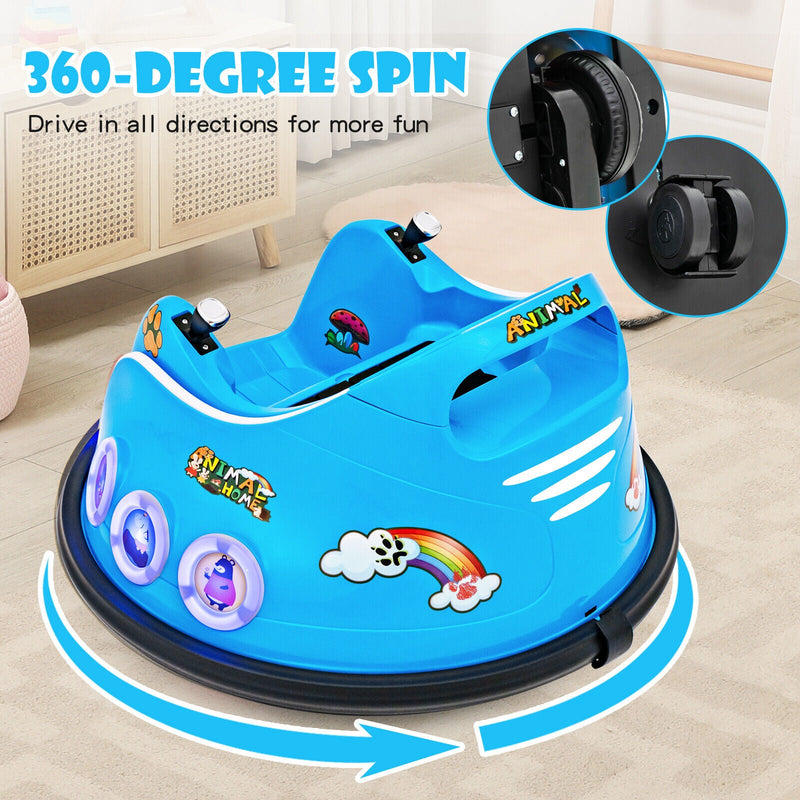 Electric Bumper Car for Kids with Remote Control, LED Lights, and Music - Navy