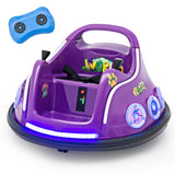 Electric Bumper Car for Kids with Remote Control, LED Lights, and Music - Purple