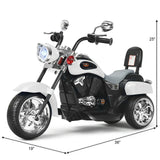 Electric Chopper Motorcycle for Kids with Headlight and 3 Wheels - White