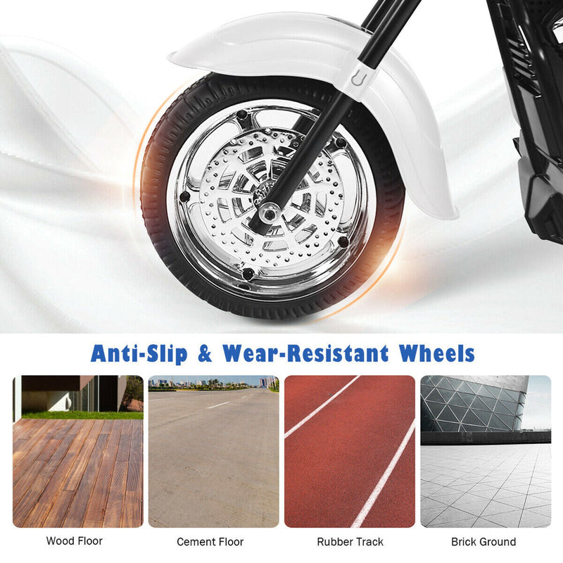 Electric Chopper Motorcycle for Kids with Headlight and 3 Wheels - White