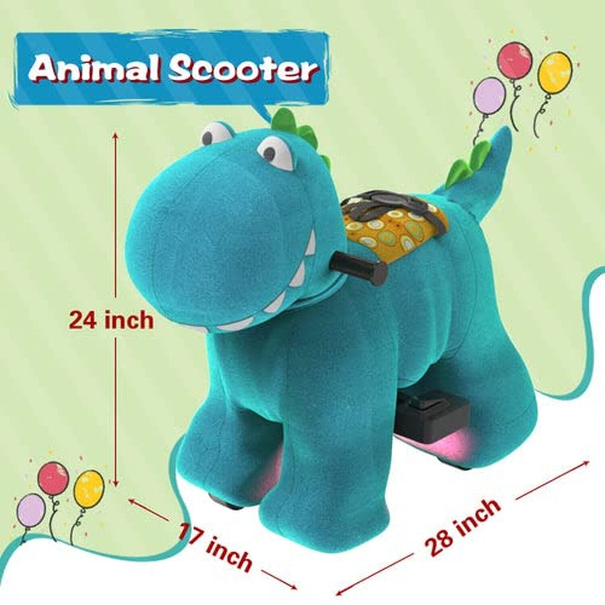 Electric Dinosaur Ride-On Toy with 6V Power and Wheeled Design