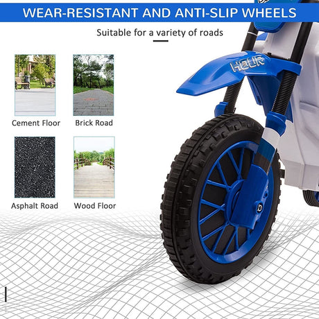 Electric Dirt Bike for Kids with Training Wheels and Rechargeable Battery - Blue