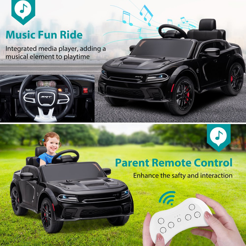 Electric Dodge Charger 12V Ride-On Car with Remote Control for Kids Ages 3-5