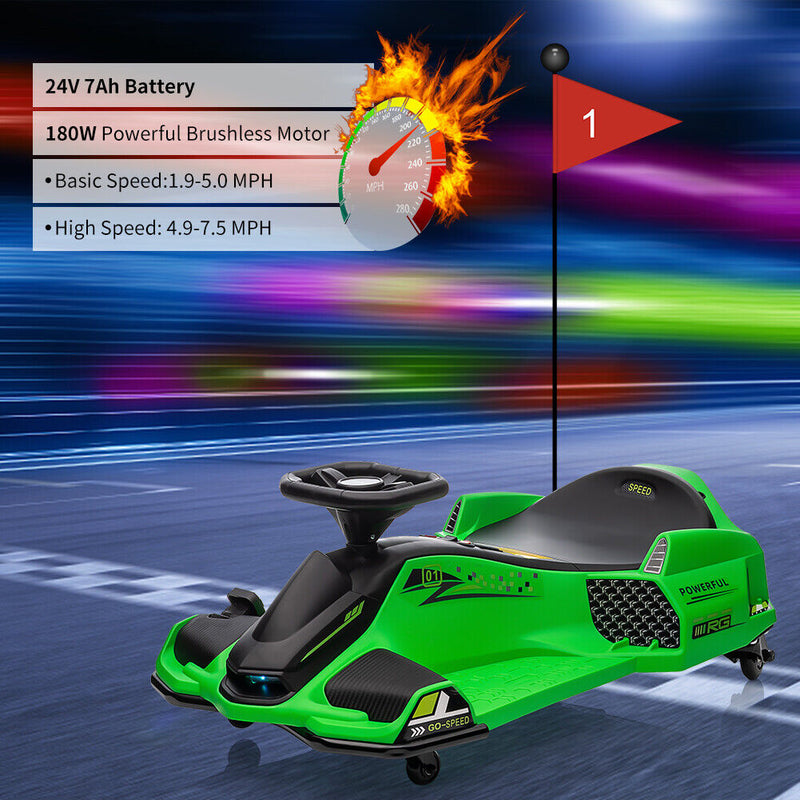 Electric Drifting Go-Kart for Kids with Brushless Motor and Music - 24V Ride On Drift Car