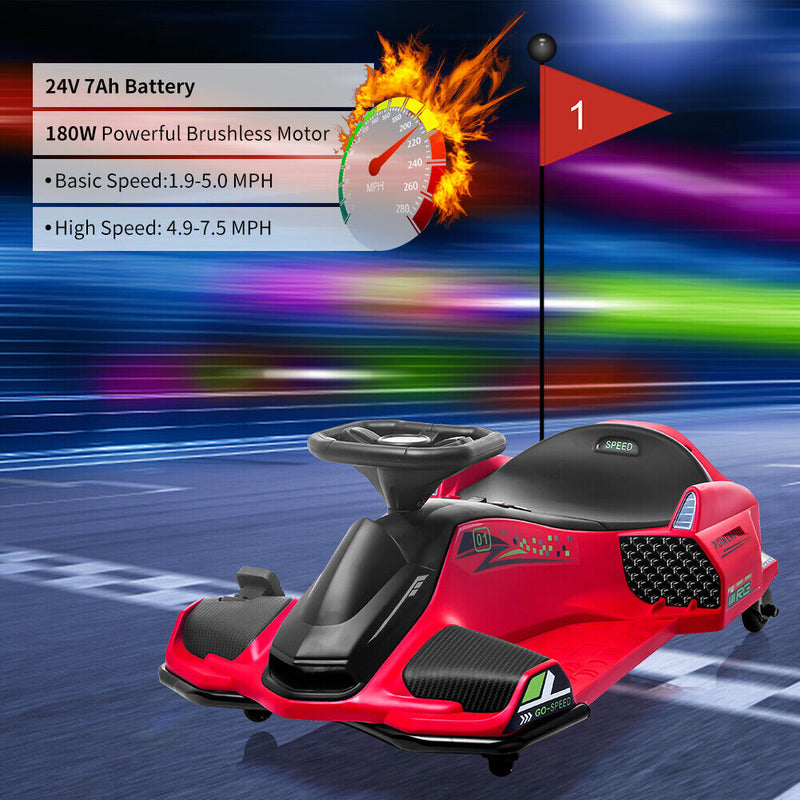 Electric Drifting Go-Kart for Kids with Brushless Motor and Music - 24V Ride On Drift Car