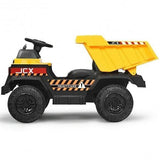 Electric Dump Truck Ride-On Toy for Kids - 12V Battery Powered with Yellow Bucket and Dump Bed