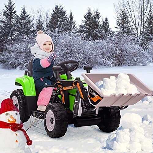 12V Battery-Powered Kids Excavator Ride-On Toy with Music and Headlights - Perfect Xmas Gift!