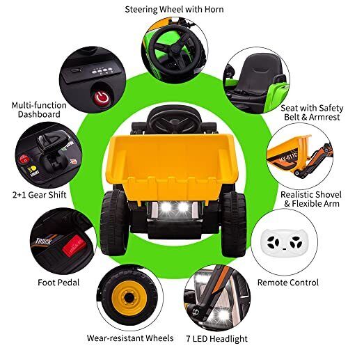 Electric Excavator Digger Ride-On Toy for Kids - 12V Battery Powered Outdoor Play Vehicle