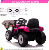 Electric Ride-On Excavator Tractor for Kids with Battery-Powered Digger and LED Lights