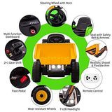 Electric Ride-On Excavator Tractor for Kids with Battery-Powered Digger and LED Lights