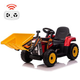 Electric Ride-On Excavator Tractor for Kids with Battery-Powered Digger and LED Lights