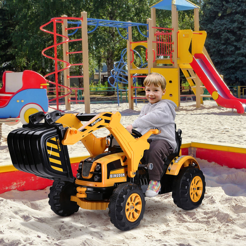 Electric Excavator Digger Ride-On Toy for Kids - 6V Battery Powered Outdoor Play Vehicle