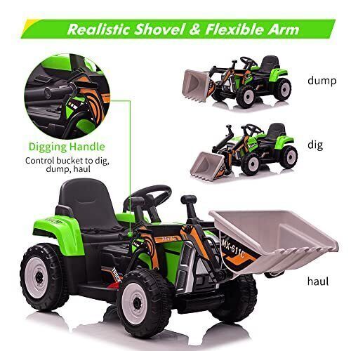 Electric Excavator Toy Vehicle for Kids with 12V Battery and 7-LED Headlights - Perfect Gift for Young Builders!